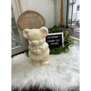 Vintage American Bisque ceramic bear cookie jar 2 in 1 turnaround two faced